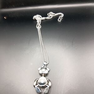 Silver Bear Pendant Necklace ( He MOVES)